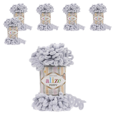 리네아 퍼피 실 핑거니팅 뜨개실, 416 그레이, 6개