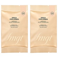 THE FACE SHOP 菲詩小舖 FMGT黃金膠原蛋白安瓶水光粉底霜補充蕊 15g, 2個, 203 Natural Beige