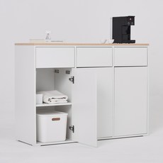 도모 리노브 분리수거함 방문설치, 화이트우드, 3단