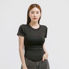 Elsso 女款側邊抓皺彈性合身圓領短袖T恤