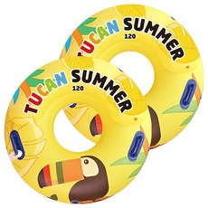 TUCAN 附把手圓形游泳圈 120cm, 2個, 黃色