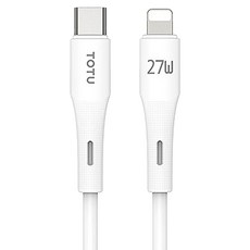 TOTU 拓途 Type-C to Lightning 液態矽膠傳輸快充線 27W 3A 1M, 白色, 1條