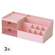 미소로운 멀티수납함 사무용품 정리함, 핑크, 3개