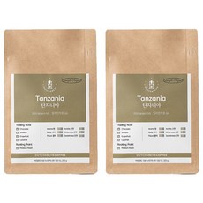 DUTCH&BEAN COFFEE 坦尚尼亞吉力馬札羅AA等級烘焙咖啡豆, 無研磨咖啡豆, 200g, 2個