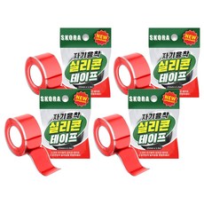 스코라 절연 자기융착 실리콘 테이프 레드 25mm x1.5m, 4개