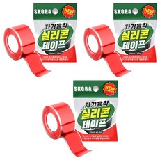 스코라 절연 자기융착 실리콘 테이프 레드 25mm x1.5m, 3개