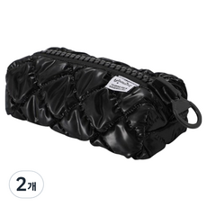 ARTJOY 大拉鍊絎縫筆袋收納包, 黑色, 2個