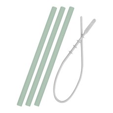 MiNiKOiOi 好好喝矽膠吸管組 抹茶綠, 3支, 1組