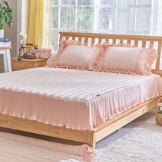 AronHouse 褶皺絲質護理荷葉邊床罩