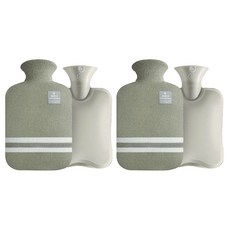 EVER HOUSE Trend 2L 保溫熱水袋 + 針織保護套組 綠色, 2套