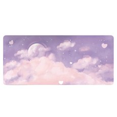 Noble Moon 感性電競鍵盤長版滑鼠墊, 1個, 雲朵