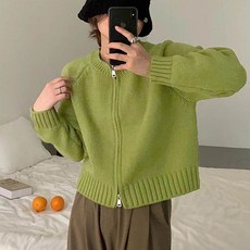 andstyle 女款圓領兩穿拉鍊針織開襟衫 261217