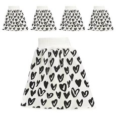 日本竹纖維隔尿褲/隔尿裙 棉布材質, L, 愛心裙 黑色 + 白色, 5件