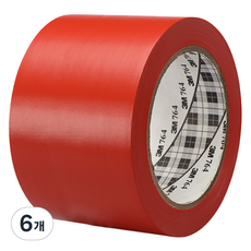 3M 地板標示膠帶 764 紅色 76.2mm x 32.9m, 透明, 6個