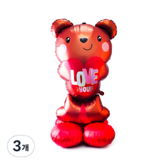아나그램 파티쇼 에어벌룬 은박풍선 새틴 브라운 러브 베어, 혼합색상, 3개