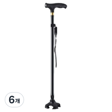 엠피니 가벼운 어르신 미끄럼방지 램프 지팡이, 블랙, 6개