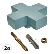 牆面造型掛勾 螺絲釘安裝 顏色淺藍 尺寸9*9*3.5cm, 芒果木荷蘭, 2個