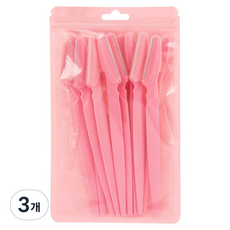 아리나라 직선 손잡이 눈썹정리칼 12p, 3개, 진한 핑크