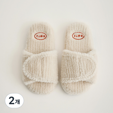 BOWELL 女用燈芯絨魔鬼氈記憶棉室內拖鞋, 象牙白, 2個