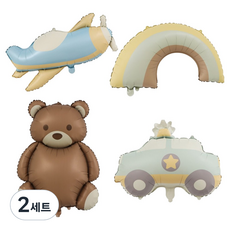 KHOHIMO 小熊 + 汽車 + 飛機 + 彩虹 派對氣球組 5W0362, 2套, 混合顏色