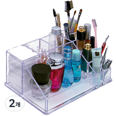 미로라인 크리스탈 메이크업정리함 중형, 2개, 투명