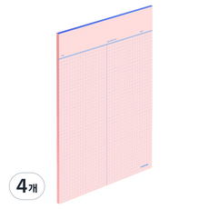 motemote 方格筆記紙 B5, 4個, 乾燥玫瑰粉, 40張