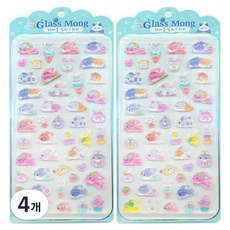 글라스몽 3D버블 입체스티커, 토끼팝, 4개