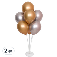 와우파티코리아 풍선꽂이세트, 크롬 골드 실버, 2세트