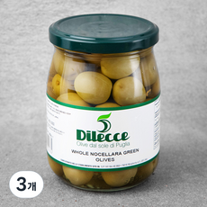 Dilecce 그린 올리브 홀 노첼라라, 550g, 3개