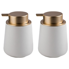 THE ZAKKA 多用途陶瓷按壓瓶 400ml, 2個, 白色