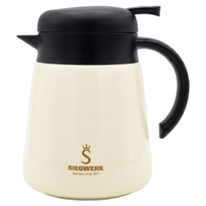 德國 SIEGWERK 思威克 琺瑯不鏽鋼真空保溫壺 750ml 白色 1個 R475-08 16.3 x 13 x 17.3cm