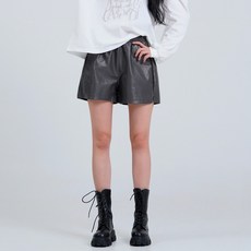 코튼클로젯 여성용 레더 뒷밴딩 3부 반바지