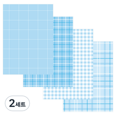 Iciel design 6孔補充內頁4種套組 素色 格紋 淺藍色, 2套