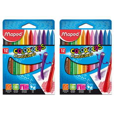 Maped 不沾手三角蠟筆 12色 兒童安全蠟筆, 2盒