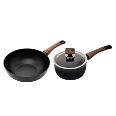 실바트 인덕션 까리노 IH 냄비프라이팬 세트, 블랙 + 브라운, 궁중팬 26cm + 편수냄비 18cm, 1개