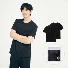 MIND BRIDGE 男女通用 透氣 高密度 純棉 基本款 短袖 T恤 MATS0102 2件組, 黑色