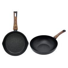 실바트 인덕션 까리노 IH 프라이팬 시리즈 2개, 블랙 + 브라운, 멀티플렉스팬 20cm + 궁중팬 30cm, 1세트