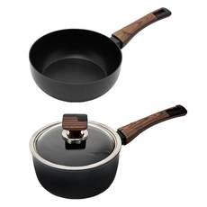 실바트 인덕션 까리노 IH 냄비프라이팬 세트, 블랙 + 브라운, 궁중팬 20cm + 편수냄비 18cm, 1개