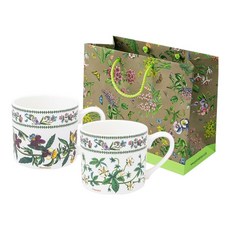 PORTmeIRION 波特玫琳恩 Variation 低款馬克杯 400ml A 2入組 + 小購物袋, 隨機出貨, 1套