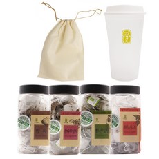 WELLNESS TEA 手工韓國茶4款組, 80g, 1組, 1組, 柿葉茶+ 木槿茶+ 栗子茶+桑葉茶+ 保溫杯 + 象牙袋