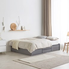 파로마 딜라잇 무헤드 통수납 4서랍 침대 프레임 방문설치, 그레이