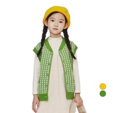 캉골키즈 아동용 버튼 오픈 체크 니트 베스트 OD 0003