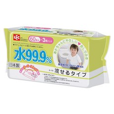 LEC I-PLUS 99.9%水份如廁用嬰兒濕紙巾, 60張, 3包