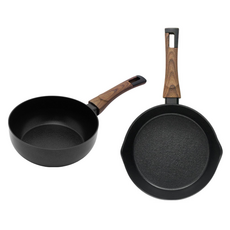 실바트 인덕션 까리노 IH 프라이팬 시리즈 2개, 블랙 + 브라운, 궁중팬 20cm + 멀티플렉스팬 20cm, 1세트