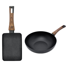 실바트 인덕션 까리노 IH 프라이팬 시리즈 2개, 블랙 + 브라운, 계란말이팬 18cm + 궁중팬 30cm, 1세트