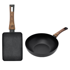 실바트 인덕션 까리노 IH 프라이팬 시리즈 2개, 블랙 + 브라운, 계란말이팬 18cm + 궁중팬 28cm, 1세트