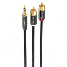 POLYWELL 3.5mm公 (三極)轉 2*RCA 2M 1條 PW15-W52-B021, 單一商品