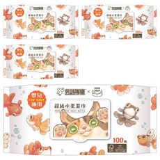 fastrend 芳詩傳德 X Duga&Hook 超純水柔濕巾 嬰兒適用 掀蓋式, 100張, 4包