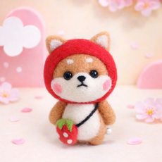 아트조이 DIY 양모펠트 키트, 1세트, 딸기시바