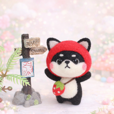 아트조이 DIY 양모펠트 키트, 1세트, 딸기검둥이시바